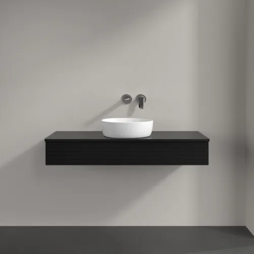 Bild von VILLEROY BOCH Antao Waschbeckenunterschrank, mit Beleuchtung, 1 Auszug, 1200 x 190 x 500 mm, Front mit Struktur, Black Matt Lacquer / Black Matt Lacquer #L10110PD
