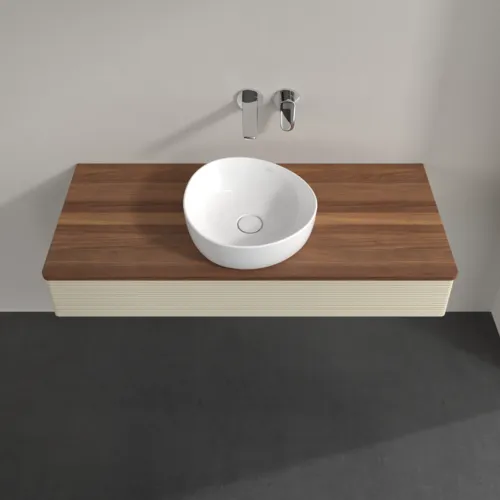 Obrázek VILLEROY BOCH Antao Vanity unit, with lighting, 1 pull-out compartment, 1200 x 190 x 500 mm, Front with grain texture, Silk Grey Matt Lacquer / Warm Walnut #L10112HJ