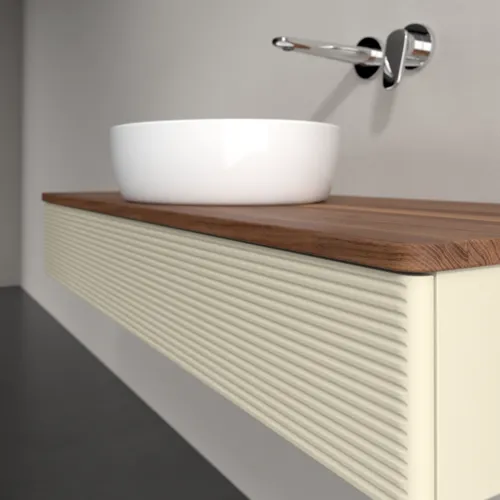 Obrázek VILLEROY BOCH Antao Vanity unit, with lighting, 1 pull-out compartment, 1200 x 190 x 500 mm, Front with grain texture, Silk Grey Matt Lacquer / Warm Walnut #L10112HJ