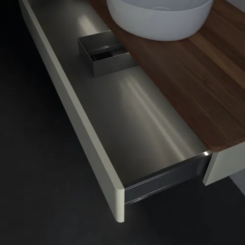 Obrázek VILLEROY BOCH Antao Vanity unit, with lighting, 1 pull-out compartment, 1200 x 190 x 500 mm, Front with grain texture, Silk Grey Matt Lacquer / Warm Walnut #L10112HJ