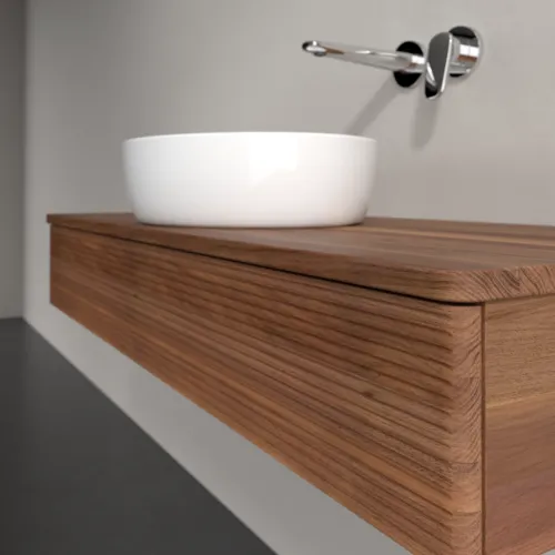 Bild von VILLEROY BOCH Antao Waschbeckenunterschrank, mit Beleuchtung, 1 Auszug, 1200 x 190 x 500 mm, Front mit Struktur, Warm Walnut / Warm Walnut #L10112HM