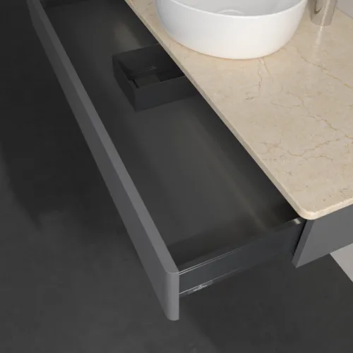 Bild von VILLEROY BOCH Antao Waschbeckenunterschrank, mit Beleuchtung, 1 Auszug, 1200 x 190 x 500 mm, Front mit Struktur, Anthracite Matt Lacquer / Botticino #L10153GK