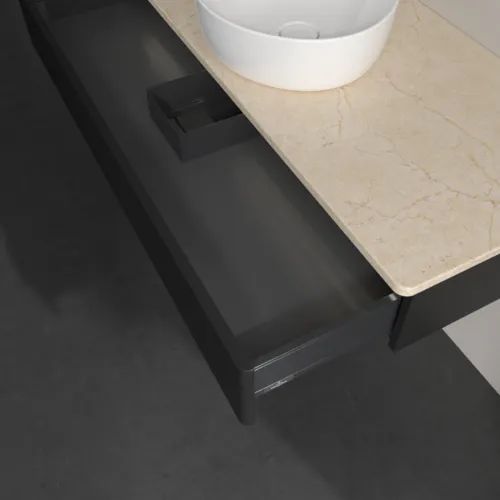 Bild von VILLEROY BOCH Antao Waschbeckenunterschrank, mit Beleuchtung, 1 Auszug, 1200 x 190 x 500 mm, Front mit Struktur, Black Matt Lacquer / Botticino #L10113PD