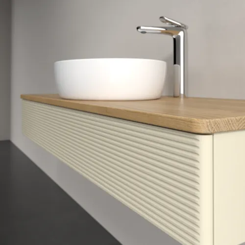 Bild von VILLEROY BOCH Antao Waschbeckenunterschrank, mit Beleuchtung, 1 Auszug, 1200 x 190 x 500 mm, Front mit Struktur, Silk Grey Matt Lacquer / Honey Oak #L10151HJ