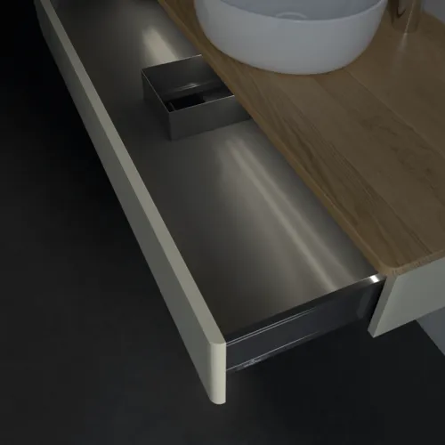 Bild von VILLEROY BOCH Antao Waschbeckenunterschrank, mit Beleuchtung, 1 Auszug, 1200 x 190 x 500 mm, Front mit Struktur, Silk Grey Matt Lacquer / Honey Oak #L10151HJ