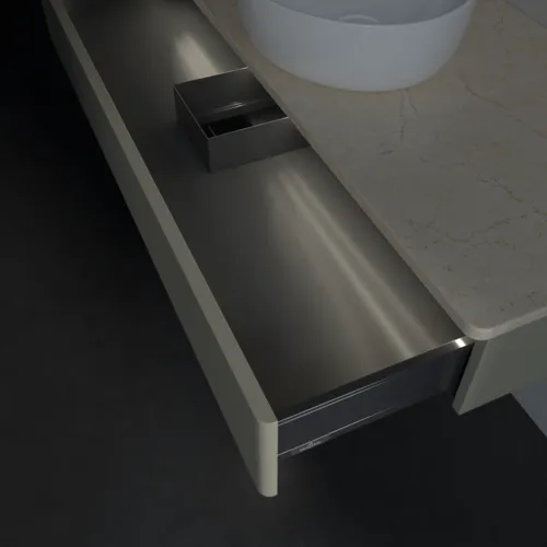 Obrázek VILLEROY BOCH Antao Vanity unit, with lighting, 1 pull-out compartment, 1200 x 190 x 500 mm, Front with grain texture, Stone Grey Matt Lacquer / Botticino #L10113HK