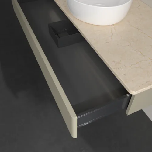 Obrázek VILLEROY BOCH Antao Vanity unit, with lighting, 1 pull-out compartment, 1200 x 190 x 500 mm, Front with grain texture, Stone Grey Matt Lacquer / Botticino #L10113HK