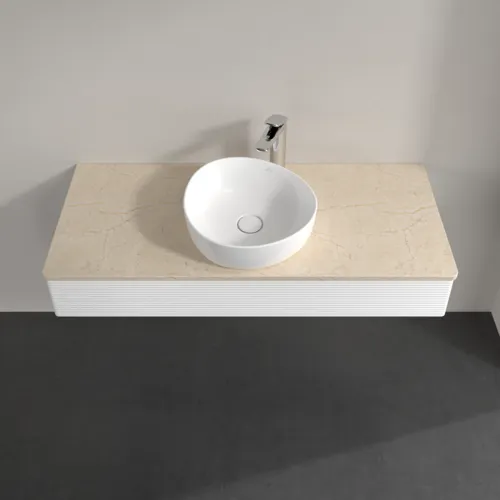 Bild von VILLEROY BOCH Antao Waschbeckenunterschrank, mit Beleuchtung, 1 Auszug, 1200 x 190 x 500 mm, Front mit Struktur, White Matt Lacquer / Botticino #L10153MT