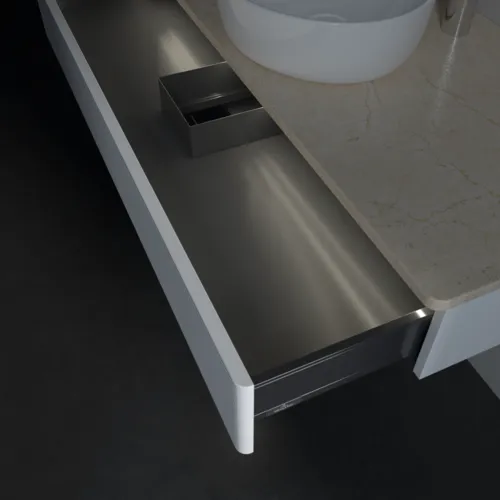 Bild von VILLEROY BOCH Antao Waschbeckenunterschrank, mit Beleuchtung, 1 Auszug, 1200 x 190 x 500 mm, Front mit Struktur, White Matt Lacquer / Botticino #L10153MT