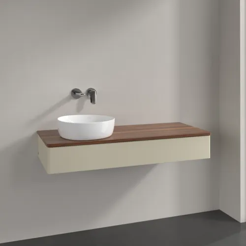 Bild von VILLEROY BOCH Antao Waschbeckenunterschrank, mit Beleuchtung, 1 Auszug, 1200 x 190 x 500 mm, Front ohne Struktur, Silk Grey Matt Lacquer / Warm Walnut #L11012HJ