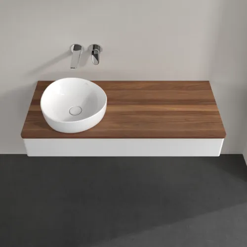 Bild von VILLEROY BOCH Antao Waschbeckenunterschrank, mit Beleuchtung, 1 Auszug, 1200 x 190 x 500 mm, Front ohne Struktur, Glossy White Lacquer / Warm Walnut #L11012GF