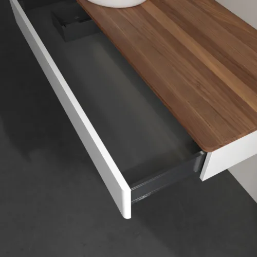 Bild von VILLEROY BOCH Antao Waschbeckenunterschrank, mit Beleuchtung, 1 Auszug, 1200 x 190 x 500 mm, Front ohne Struktur, Glossy White Lacquer / Warm Walnut #L11012GF