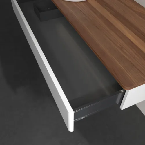 Bild von VILLEROY BOCH Antao Waschbeckenunterschrank, mit Beleuchtung, 1 Auszug, 1200 x 190 x 500 mm, Front ohne Struktur, Glossy White Lacquer / Warm Walnut #L11012GF