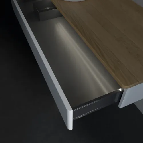 Bild von VILLEROY BOCH Antao Waschbeckenunterschrank, mit Beleuchtung, 1 Auszug, 1200 x 190 x 500 mm, Front ohne Struktur, White Matt Lacquer / Honey Oak #L11011MT