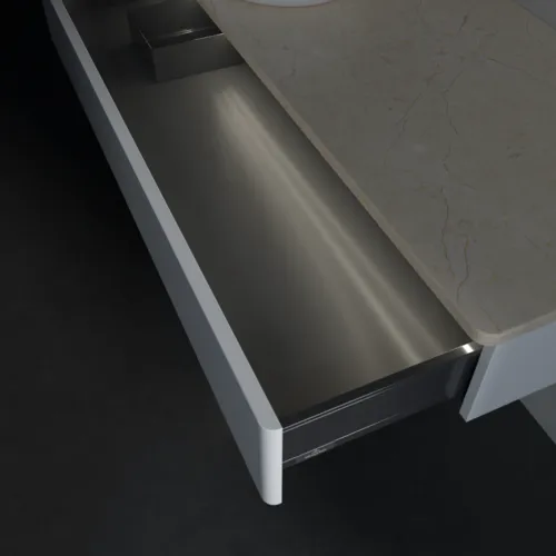 Bild von VILLEROY BOCH Antao Waschbeckenunterschrank, mit Beleuchtung, 1 Auszug, 1200 x 190 x 500 mm, Front ohne Struktur, Glossy White Lacquer / Botticino #L11013GF