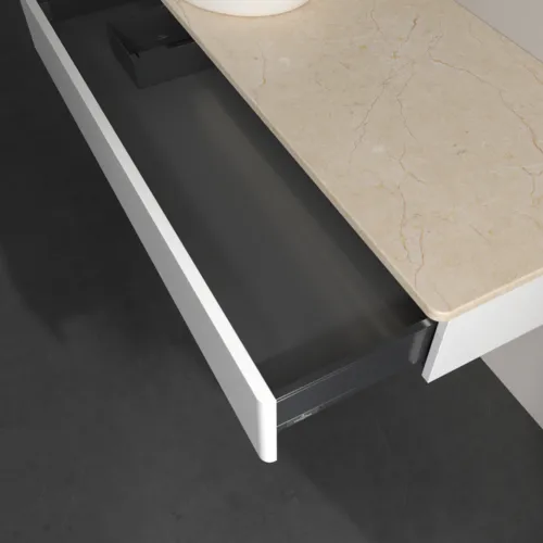 Bild von VILLEROY BOCH Antao Waschbeckenunterschrank, mit Beleuchtung, 1 Auszug, 1200 x 190 x 500 mm, Front ohne Struktur, Glossy White Lacquer / Botticino #L11013GF