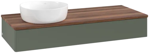 VILLEROY BOCH Antao Vanity unit, with lighting, 1 pull-out compartment, 1200 x 190 x 500 mm, Front without structure, Leaf Green Matt Lacquer / Warm Walnut #L11012HL resmi