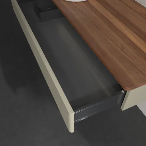 Bild von VILLEROY BOCH Antao Waschbeckenunterschrank, mit Beleuchtung, 1 Auszug, 1200 x 190 x 500 mm, Front mit Struktur, Stone Grey Matt Lacquer / Warm Walnut #L11112HK