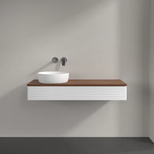 Bild von VILLEROY BOCH Antao Waschbeckenunterschrank, mit Beleuchtung, 1 Auszug, 1200 x 190 x 500 mm, Front mit Struktur, White Matt Lacquer / Warm Walnut #L11112MT