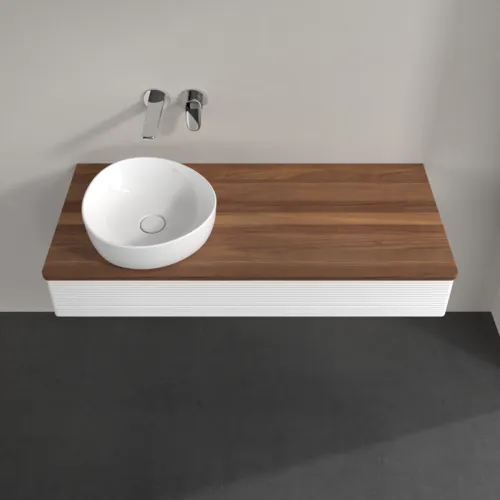 Bild von VILLEROY BOCH Antao Waschbeckenunterschrank, mit Beleuchtung, 1 Auszug, 1200 x 190 x 500 mm, Front mit Struktur, White Matt Lacquer / Warm Walnut #L11112MT