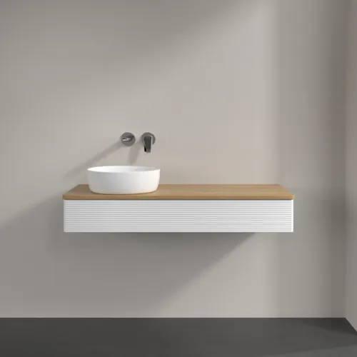 Bild von VILLEROY BOCH Antao Waschbeckenunterschrank, mit Beleuchtung, 1 Auszug, 1200 x 190 x 500 mm, Front mit Struktur, White Matt Lacquer / Honey Oak #L11111MT