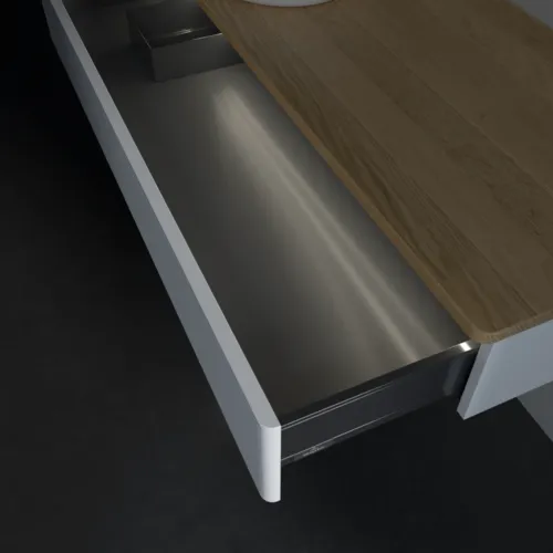 Bild von VILLEROY BOCH Antao Waschbeckenunterschrank, mit Beleuchtung, 1 Auszug, 1200 x 190 x 500 mm, Front mit Struktur, White Matt Lacquer / Honey Oak #L11111MT