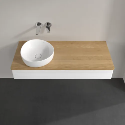 Bild von VILLEROY BOCH Antao Waschbeckenunterschrank, mit Beleuchtung, 1 Auszug, 1200 x 190 x 500 mm, Front mit Struktur, White Matt Lacquer / Honey Oak #L11111MT