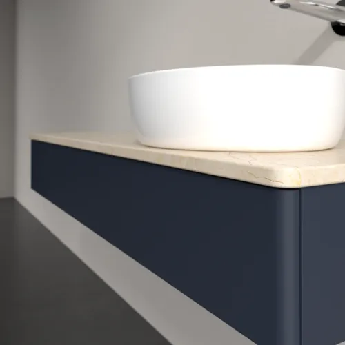 VILLEROY BOCH Antao Waschbeckenunterschrank, mit Beleuchtung, 1 Auszug, 1200 x 190 x 500 mm, Front ohne Struktur, Midnight Blue Matt Lacquer / Botticino #L12013HG, Bild 5