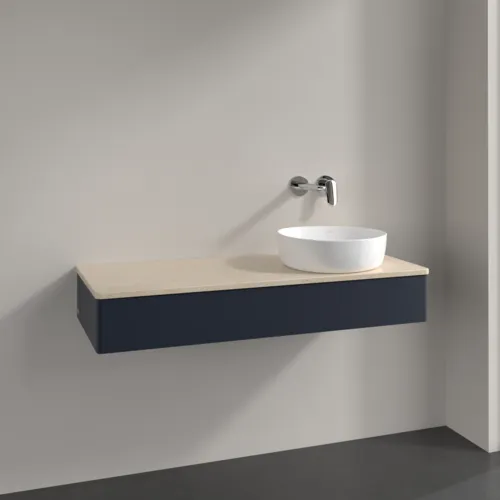 VILLEROY BOCH Antao Waschbeckenunterschrank, mit Beleuchtung, 1 Auszug, 1200 x 190 x 500 mm, Front ohne Struktur, Midnight Blue Matt Lacquer / Botticino #L12013HG, Bild 2