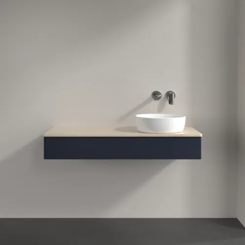 VILLEROY BOCH Antao Waschbeckenunterschrank, mit Beleuchtung, 1 Auszug, 1200 x 190 x 500 mm, Front ohne Struktur, Midnight Blue Matt Lacquer / Botticino #L12013HG, Bild 3