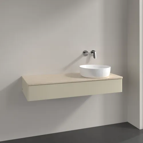 Bild von VILLEROY BOCH Antao Waschbeckenunterschrank, mit Beleuchtung, 1 Auszug, 1200 x 190 x 500 mm, Front ohne Struktur, Silk Grey Matt Lacquer / Botticino #L12013HJ