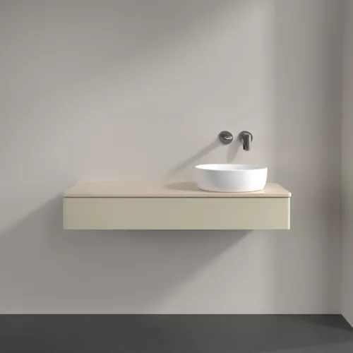 Bild von VILLEROY BOCH Antao Waschbeckenunterschrank, mit Beleuchtung, 1 Auszug, 1200 x 190 x 500 mm, Front ohne Struktur, Silk Grey Matt Lacquer / Botticino #L12013HJ
