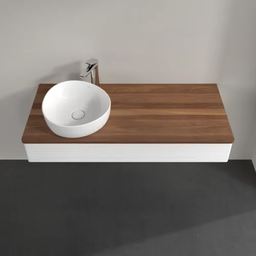 Bild von VILLEROY BOCH Antao Waschbeckenunterschrank, mit Beleuchtung, 1 Auszug, 1200 x 190 x 500 mm, Front mit Struktur, White Matt Lacquer / Warm Walnut #L11152MT