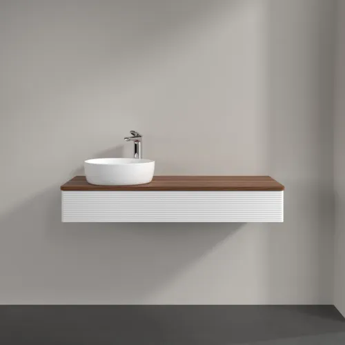 Bild von VILLEROY BOCH Antao Waschbeckenunterschrank, mit Beleuchtung, 1 Auszug, 1200 x 190 x 500 mm, Front mit Struktur, White Matt Lacquer / Warm Walnut #L11152MT