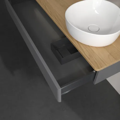 Bild von VILLEROY BOCH Antao Waschbeckenunterschrank, mit Beleuchtung, 1 Auszug, 1200 x 190 x 500 mm, Front mit Struktur, Anthracite Matt Lacquer / Honey Oak #L12151GK