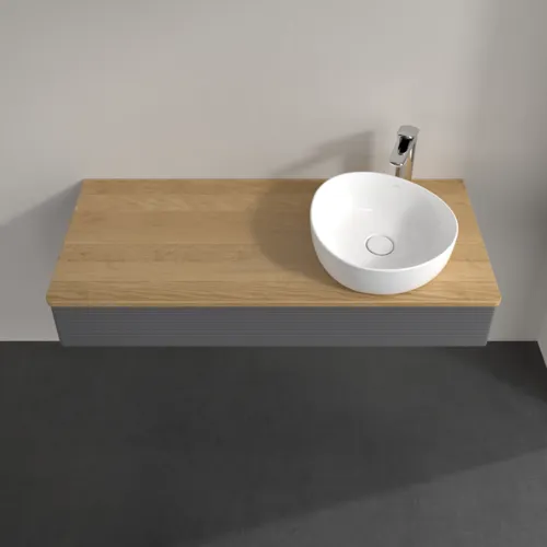 Bild von VILLEROY BOCH Antao Waschbeckenunterschrank, mit Beleuchtung, 1 Auszug, 1200 x 190 x 500 mm, Front mit Struktur, Anthracite Matt Lacquer / Honey Oak #L12151GK