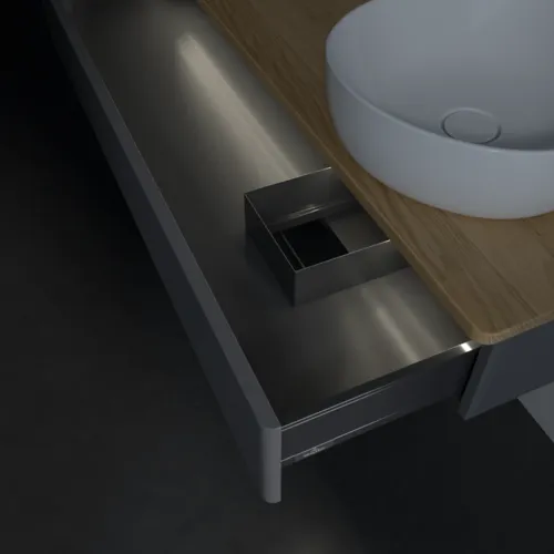 Bild von VILLEROY BOCH Antao Waschbeckenunterschrank, mit Beleuchtung, 1 Auszug, 1200 x 190 x 500 mm, Front mit Struktur, Anthracite Matt Lacquer / Honey Oak #L12151GK