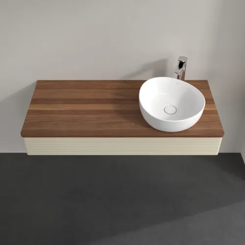 Bild von VILLEROY BOCH Antao Waschbeckenunterschrank, mit Beleuchtung, 1 Auszug, 1200 x 190 x 500 mm, Front mit Struktur, Silk Grey Matt Lacquer / Warm Walnut #L12152HJ