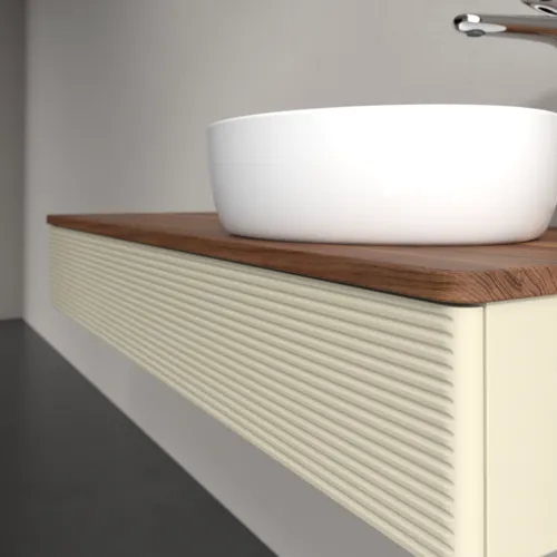 Bild von VILLEROY BOCH Antao Waschbeckenunterschrank, mit Beleuchtung, 1 Auszug, 1200 x 190 x 500 mm, Front mit Struktur, Silk Grey Matt Lacquer / Warm Walnut #L12152HJ