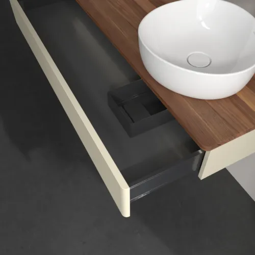 Bild von VILLEROY BOCH Antao Waschbeckenunterschrank, mit Beleuchtung, 1 Auszug, 1200 x 190 x 500 mm, Front mit Struktur, Silk Grey Matt Lacquer / Warm Walnut #L12152HJ