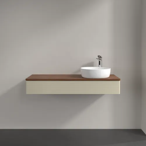 Bild von VILLEROY BOCH Antao Waschbeckenunterschrank, mit Beleuchtung, 1 Auszug, 1200 x 190 x 500 mm, Front mit Struktur, Silk Grey Matt Lacquer / Warm Walnut #L12152HJ