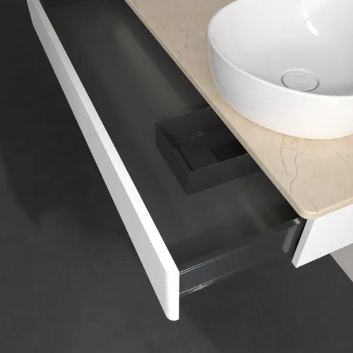 Bild von VILLEROY BOCH Antao Waschbeckenunterschrank, mit Beleuchtung, 1 Auszug, 1200 x 190 x 500 mm, Front mit Struktur, White Matt Lacquer / Botticino #L12153MT