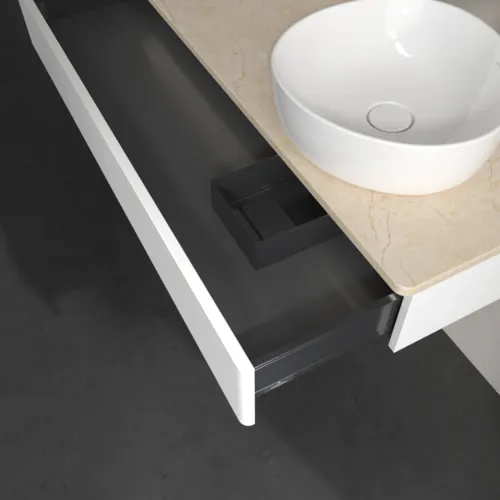 Bild von VILLEROY BOCH Antao Waschbeckenunterschrank, mit Beleuchtung, 1 Auszug, 1200 x 190 x 500 mm, Front mit Struktur, White Matt Lacquer / Botticino #L12153MT