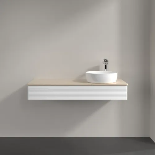 Bild von VILLEROY BOCH Antao Waschbeckenunterschrank, mit Beleuchtung, 1 Auszug, 1200 x 190 x 500 mm, Front mit Struktur, White Matt Lacquer / Botticino #L12153MT