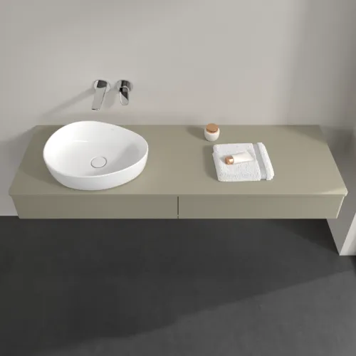 Bild von VILLEROY BOCH Antao Waschbeckenunterschrank, mit Beleuchtung, 2 Auszüge, 1600 x 190 x 500 mm, Front ohne Struktur, Stone Grey Matt Lacquer / Stone Grey Matt Lacquer #L15010HK