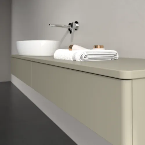 Bild von VILLEROY BOCH Antao Waschbeckenunterschrank, mit Beleuchtung, 2 Auszüge, 1600 x 190 x 500 mm, Front ohne Struktur, Stone Grey Matt Lacquer / Stone Grey Matt Lacquer #L15010HK