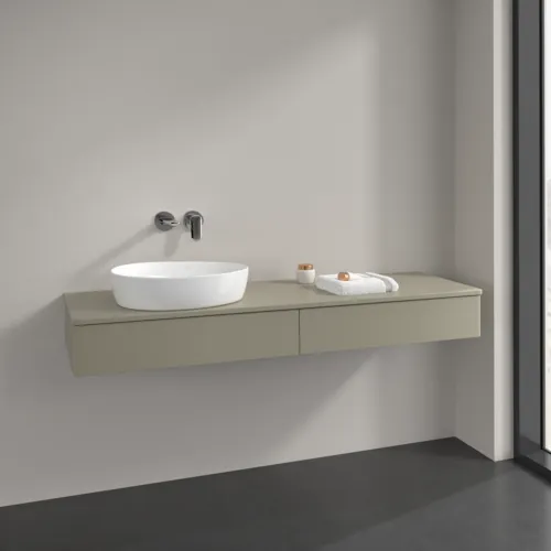 Bild von VILLEROY BOCH Antao Waschbeckenunterschrank, mit Beleuchtung, 2 Auszüge, 1600 x 190 x 500 mm, Front ohne Struktur, Stone Grey Matt Lacquer / Stone Grey Matt Lacquer #L15010HK