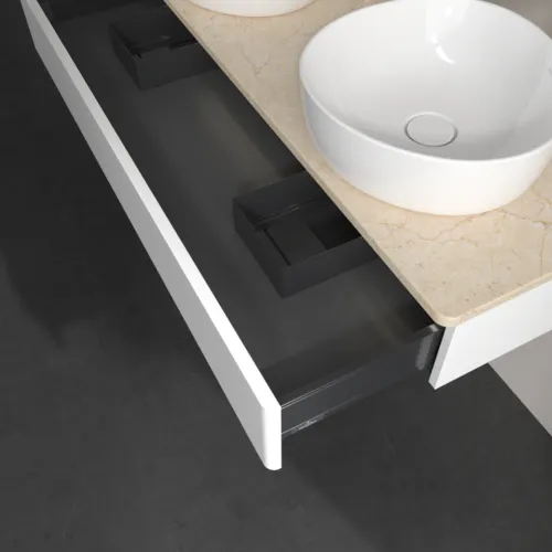 Bild von VILLEROY BOCH Antao Waschbeckenunterschrank, mit Beleuchtung, 1 Auszug, 1200 x 190 x 500 mm, Front ohne Struktur, White Matt Lacquer / Botticino #L13053MT