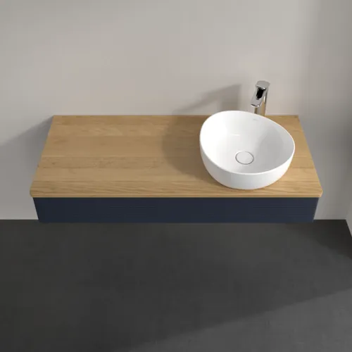 Bild von VILLEROY BOCH Antao Waschbeckenunterschrank, mit Beleuchtung, 1 Auszug, 1200 x 190 x 500 mm, Front mit Struktur, Midnight Blue Matt Lacquer / Honey Oak #L12151HG