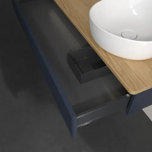 Bild von VILLEROY BOCH Antao Waschbeckenunterschrank, mit Beleuchtung, 1 Auszug, 1200 x 190 x 500 mm, Front mit Struktur, Midnight Blue Matt Lacquer / Honey Oak #L12151HG